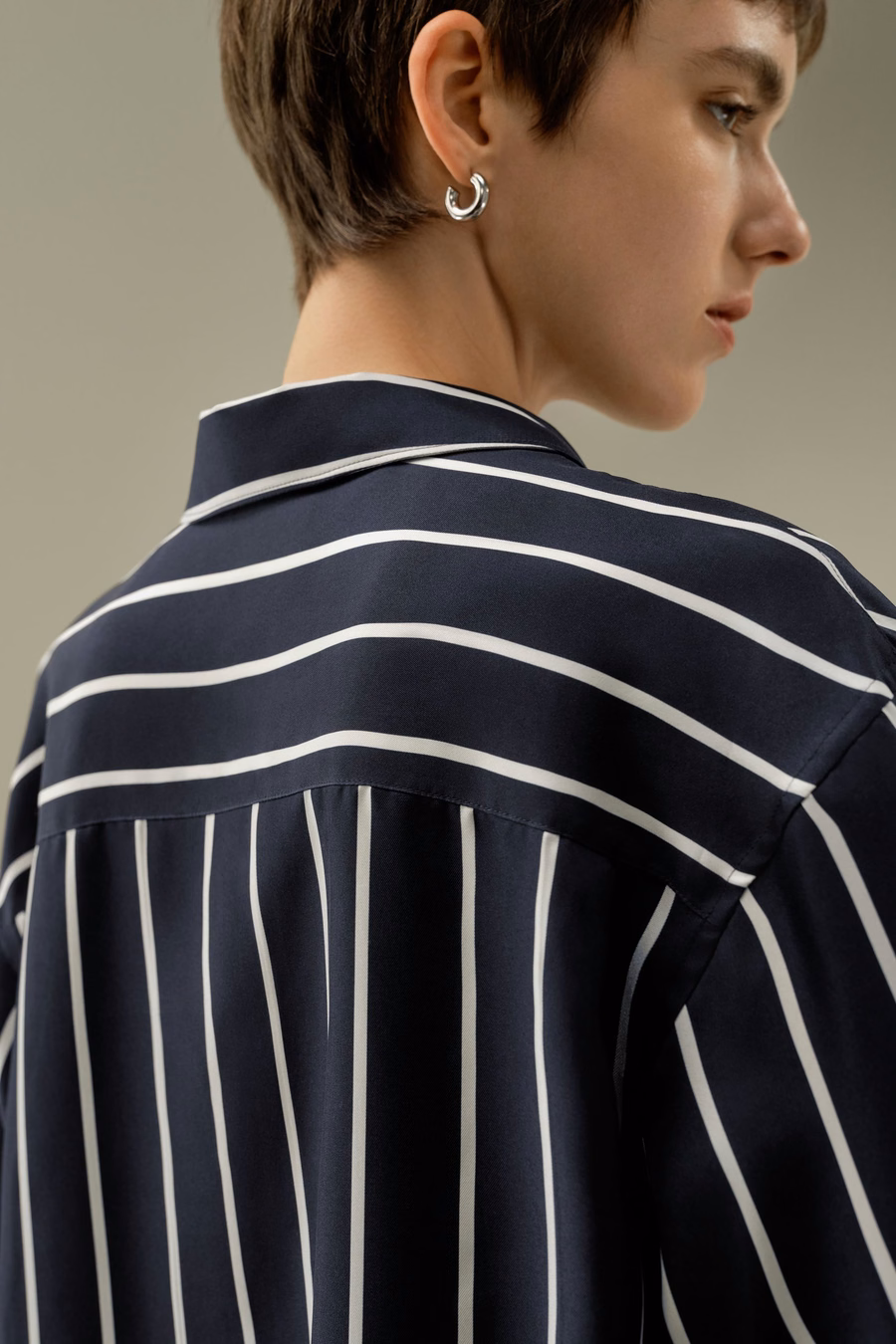 Seide Twill Gestreepte Button-Down Shirt