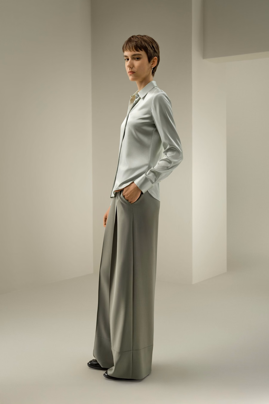 Elegante Zijde Slim Fit Shirt