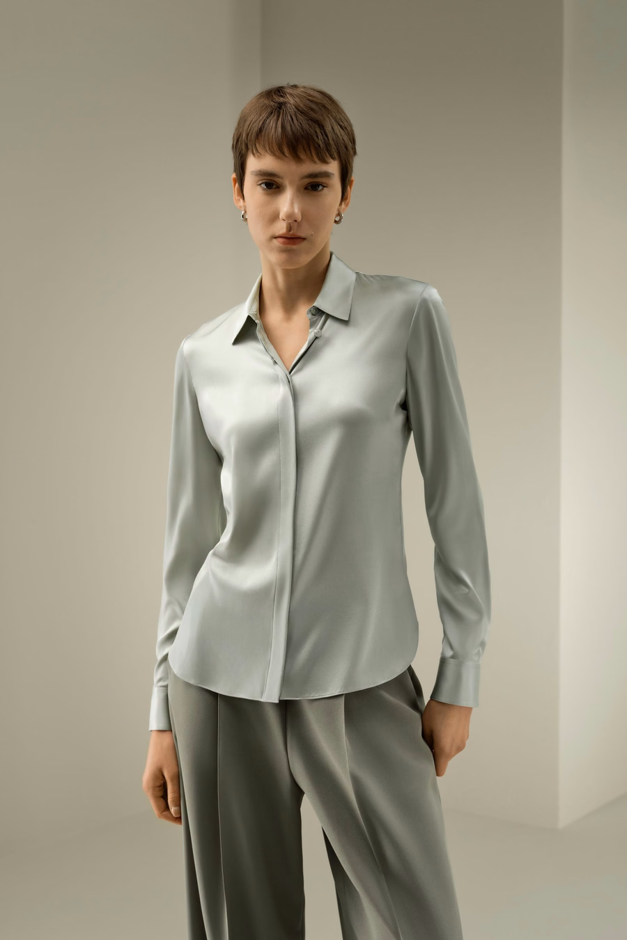 Elegante Zijde Slim Fit Shirt