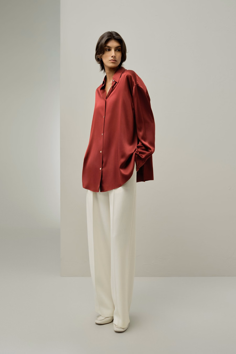 Scarlet Oversize Zijde Shirt