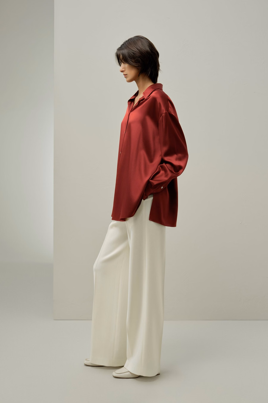 Scarlet Oversize Zijde Shirt