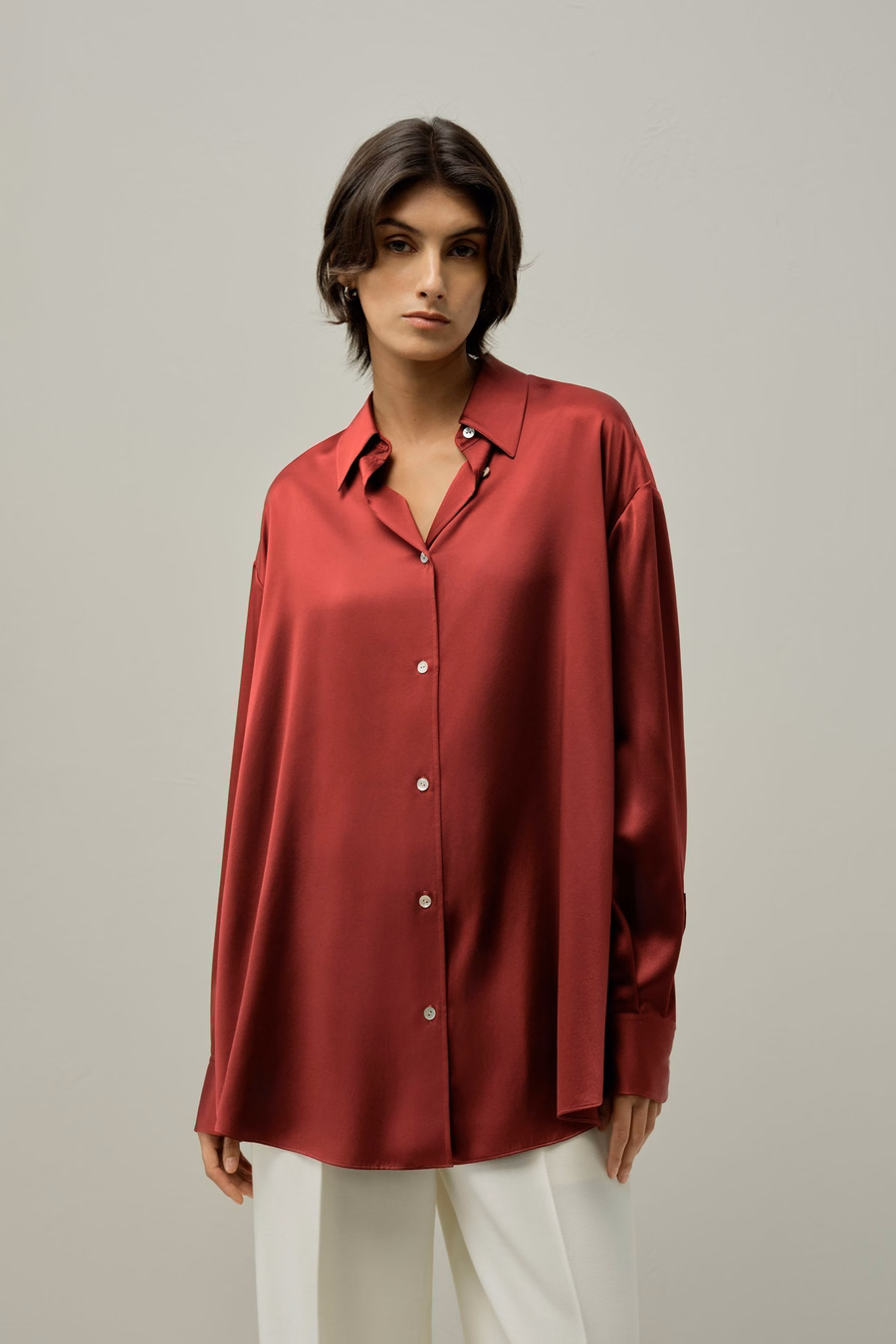 Scarlet Oversize Zijde Shirt