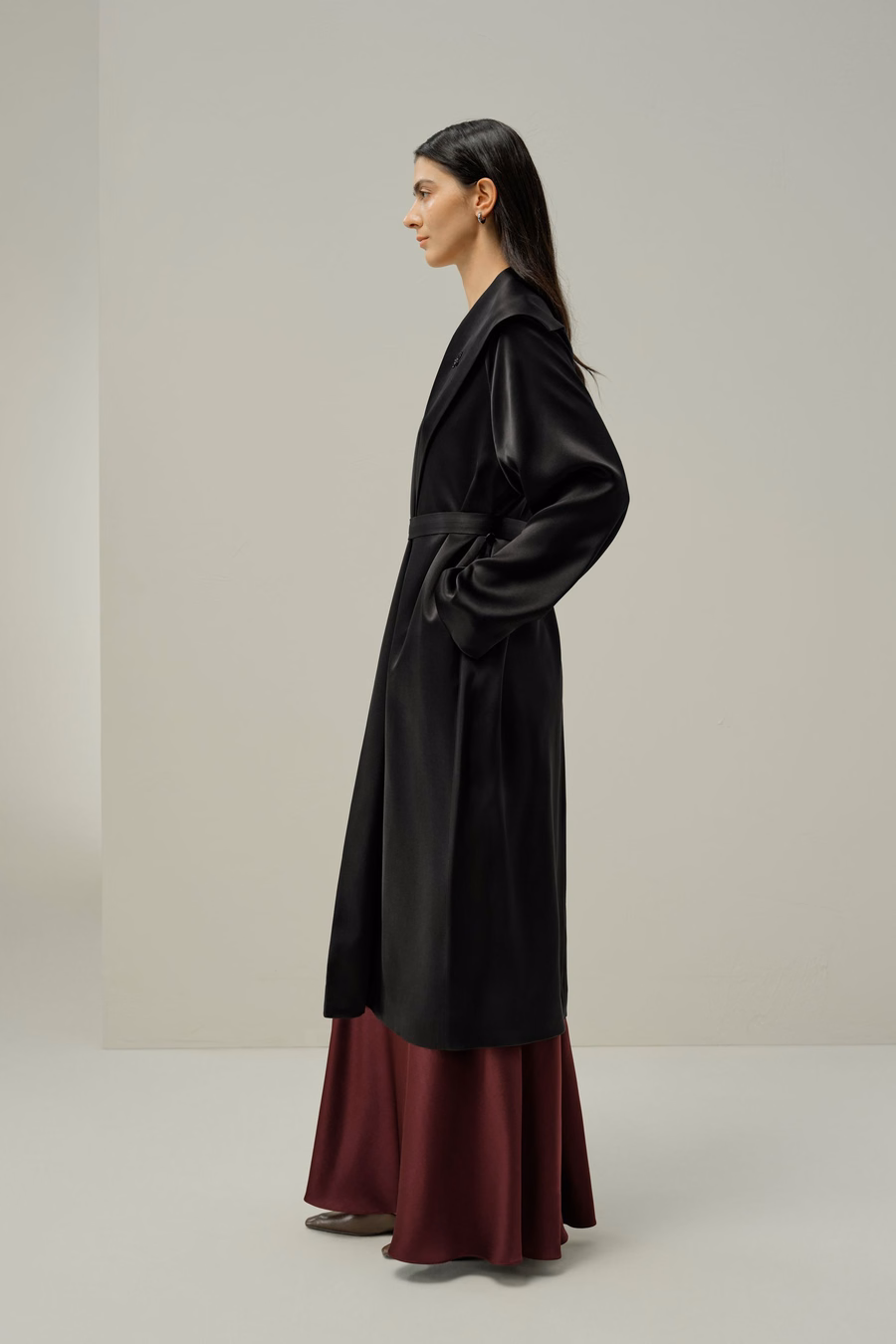 Double-Faced Silk Satin Coat