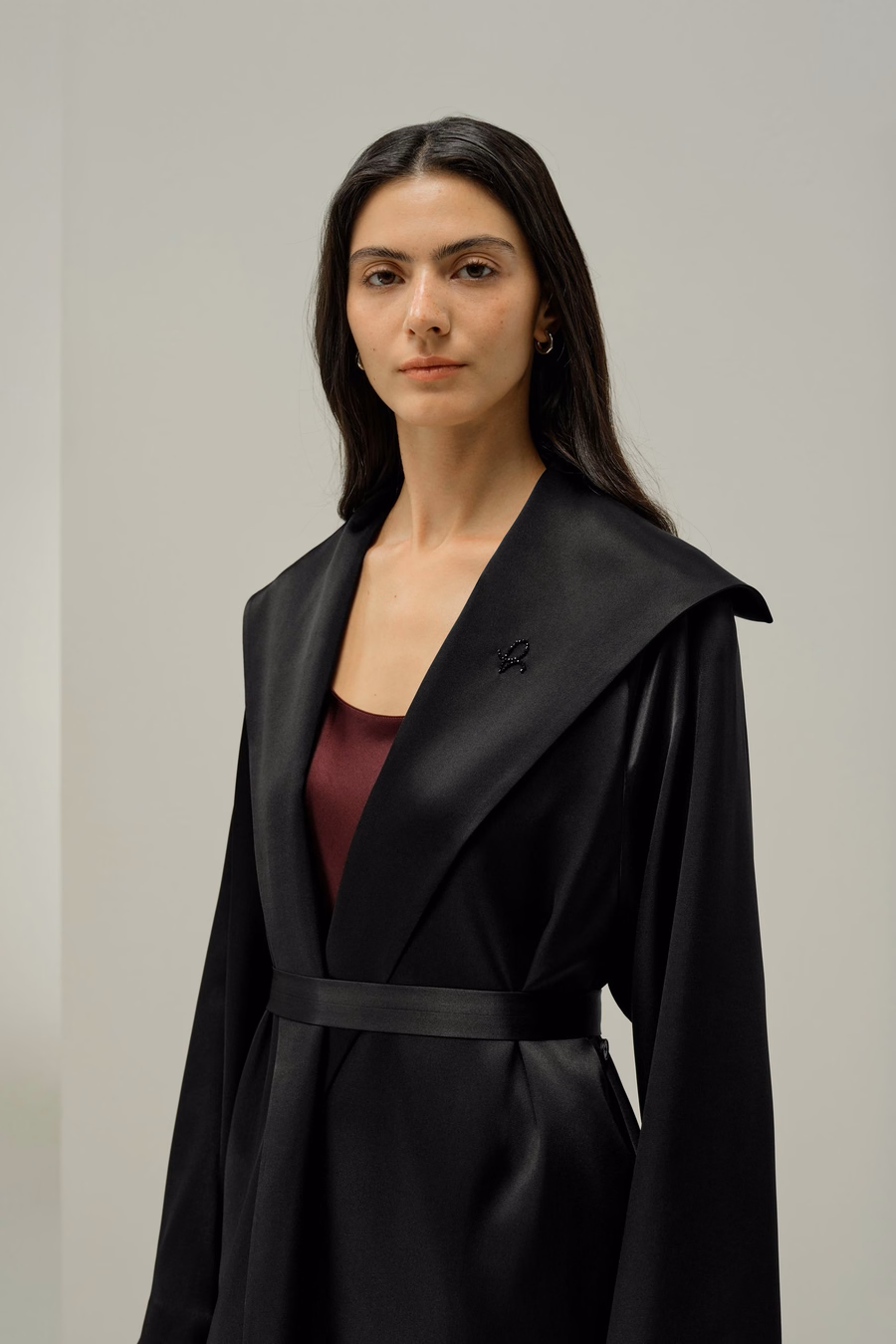 Double-Faced Silk Satin Coat