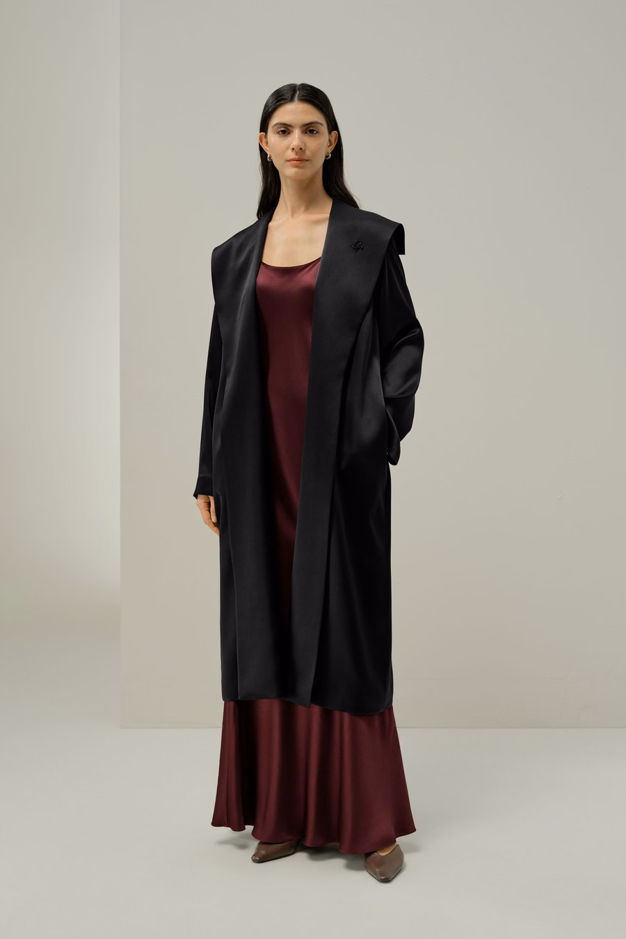 Double-Faced Silk Satin Coat