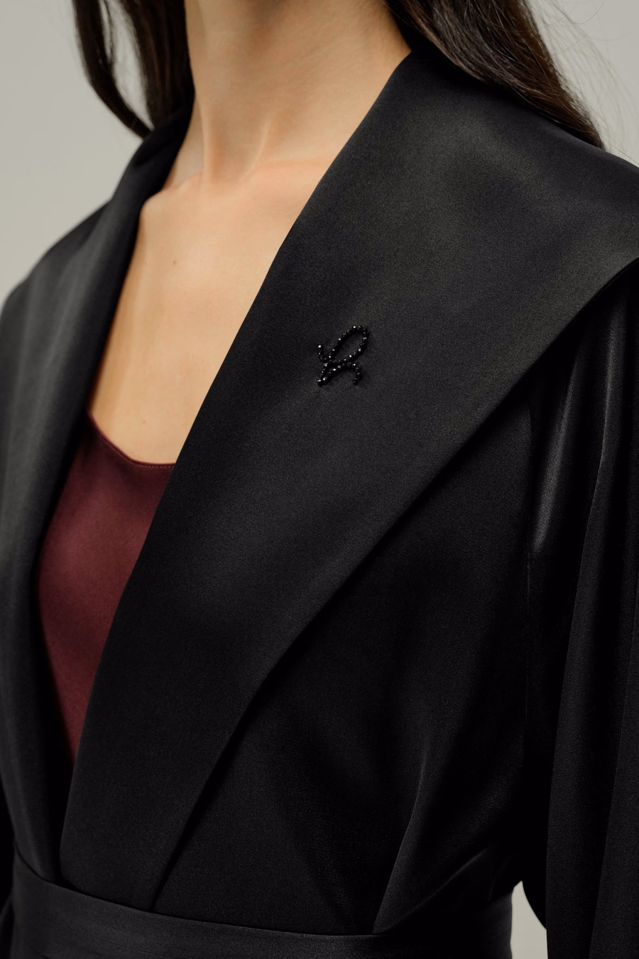Double-Faced Silk Satin Coat