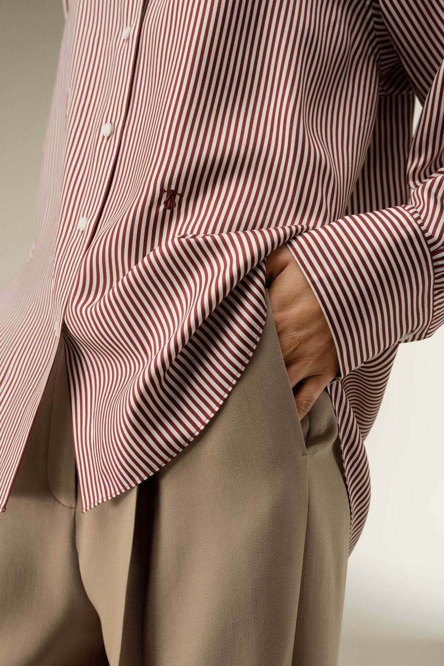 Ancora Red Oversized Striped Shirt