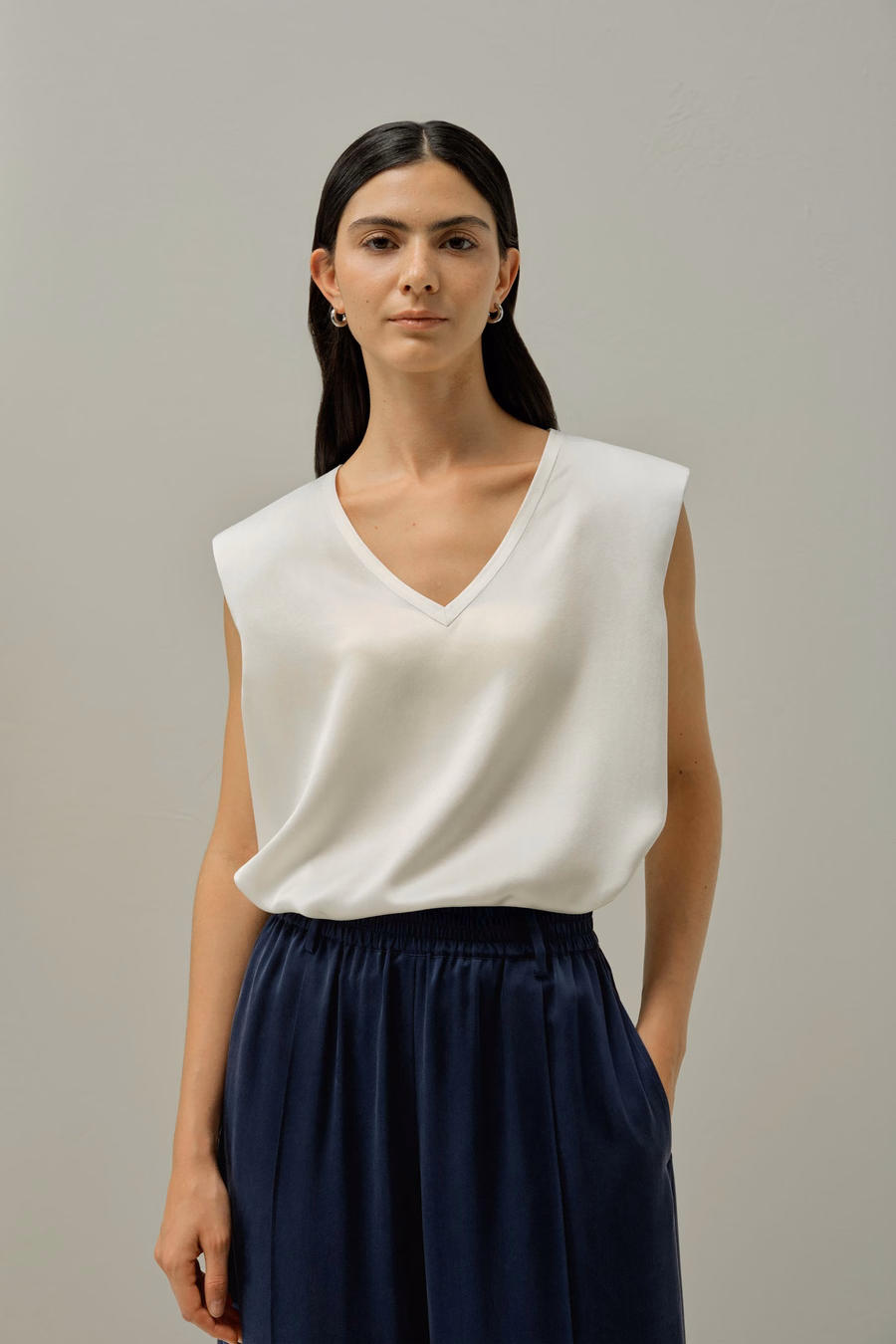 Silk Suede Mouwloze V-hals Top