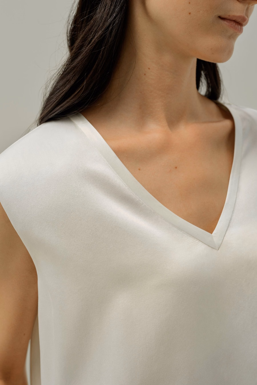 Silk Suede Mouwloze V-hals Top