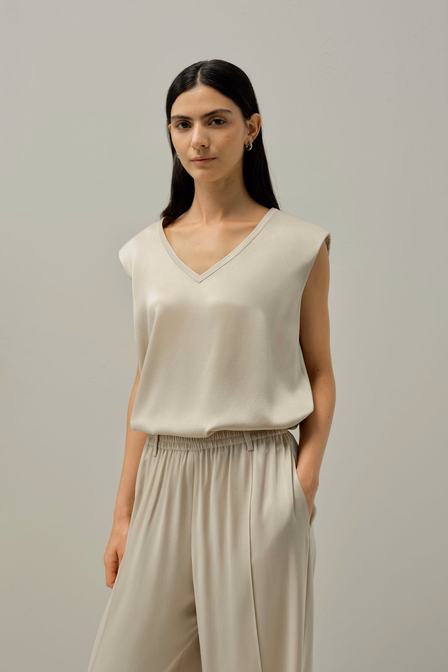 Silk Suede Mouwloze V-hals Top