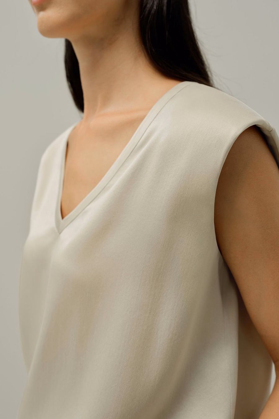 Silk Suede Mouwloze V-hals Top