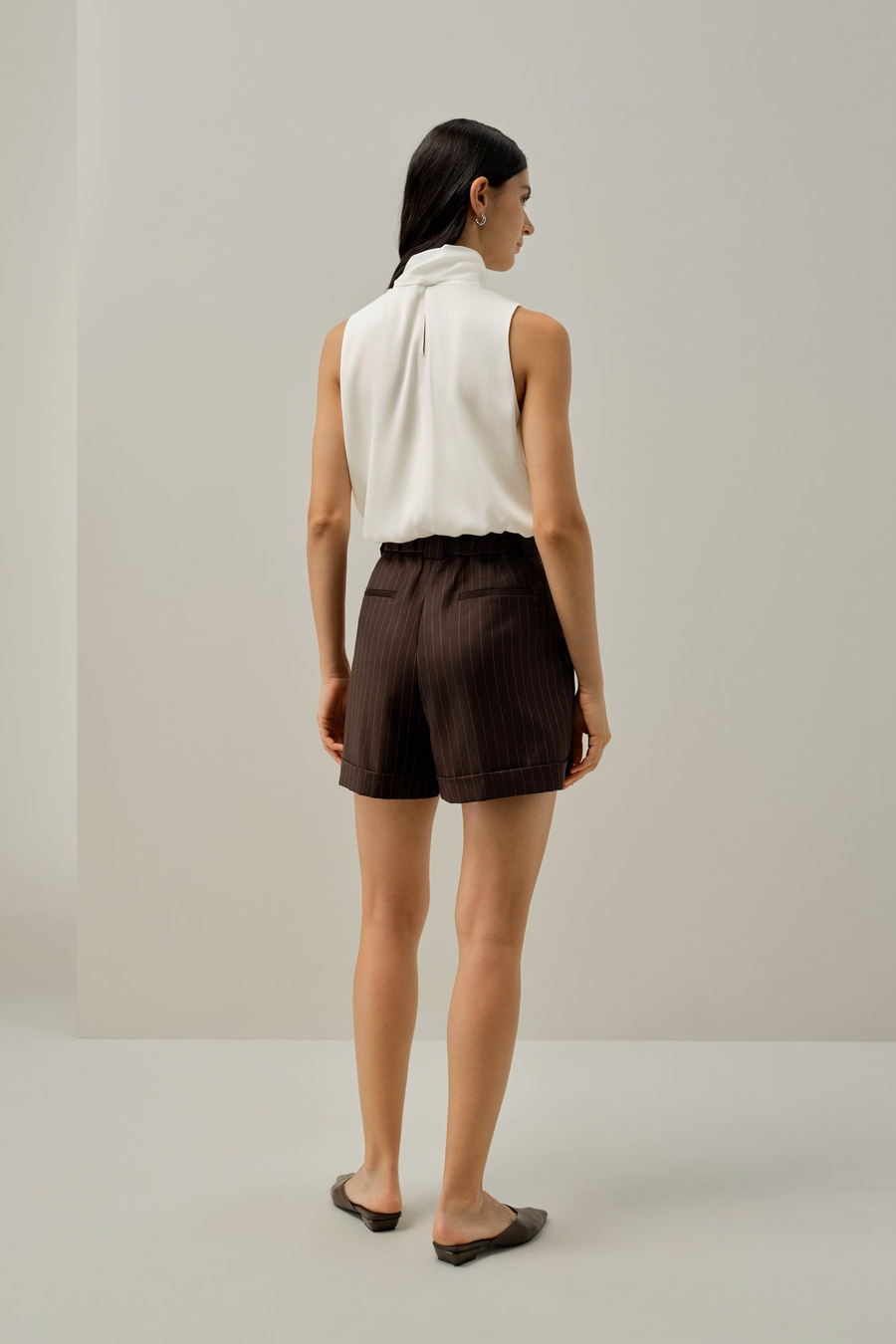 Sans mouwen Tie-Neck Zijde Blouse