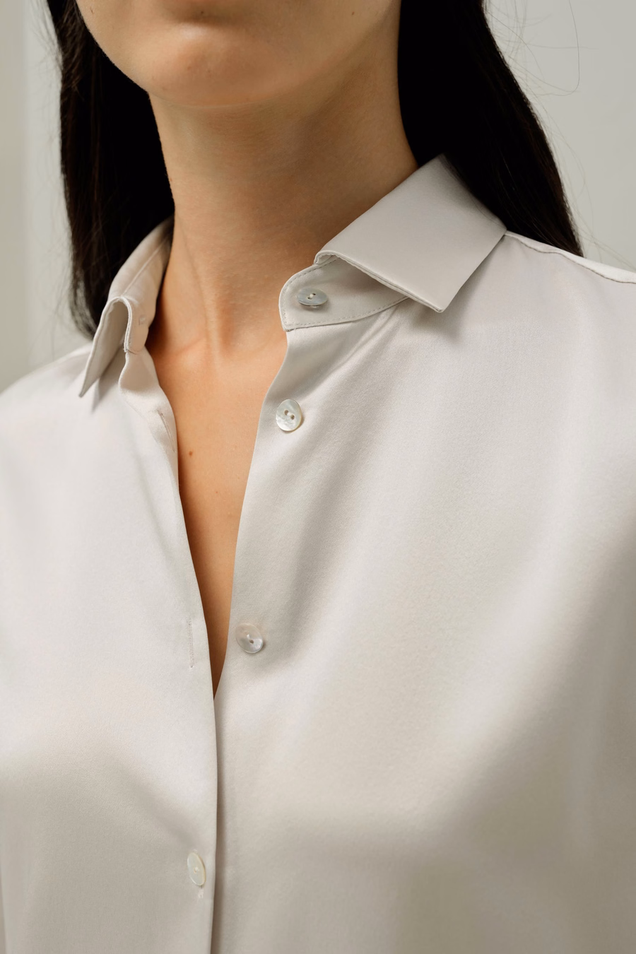 Verspreide Kraag Zijde Shirt