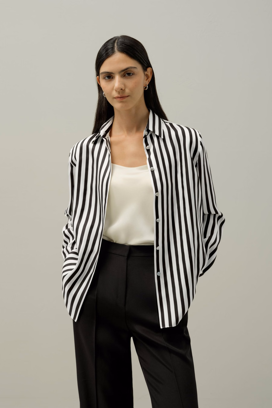 LILYSILK X LYDIA TOMLINSON Audrey Gestreepte Shirt