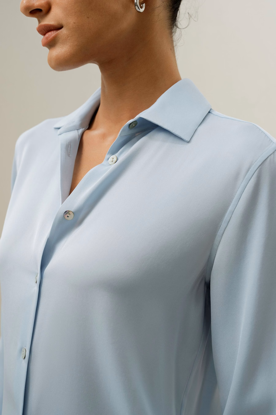 Verspreide Kraag Zijde Shirt