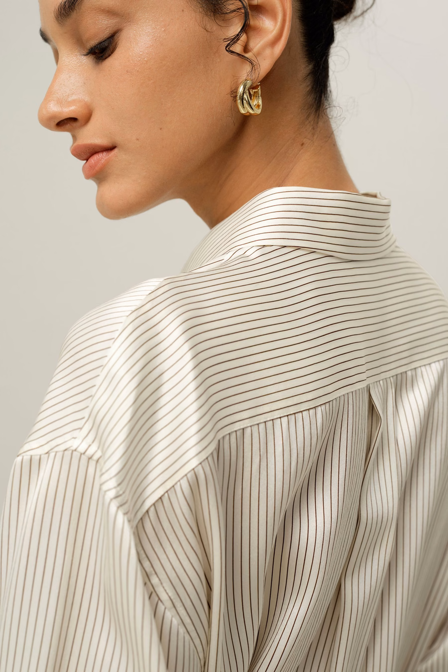 Silk Charmeuse Pinstripe Shirt