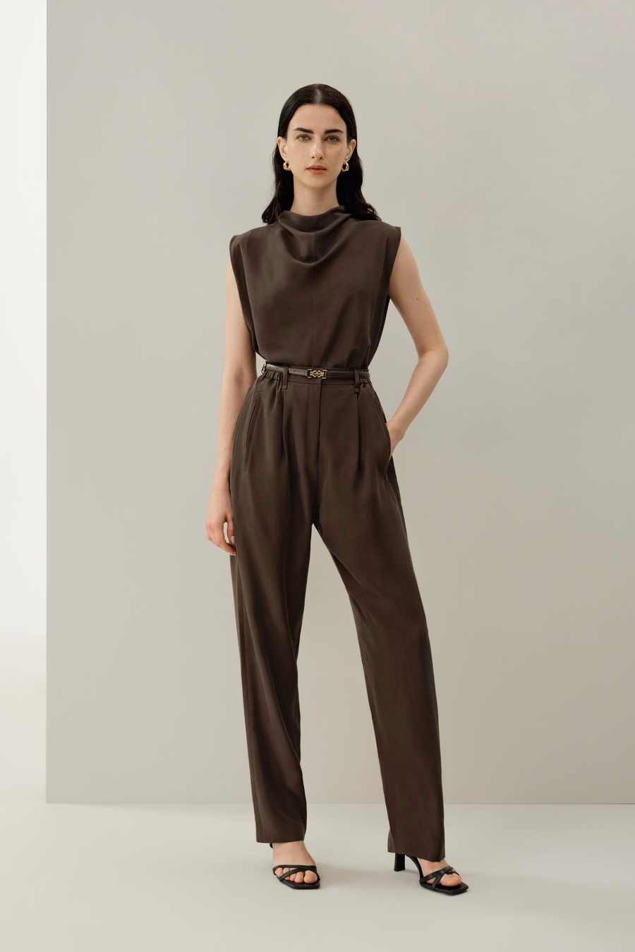 Silk Habotai mouwloze top