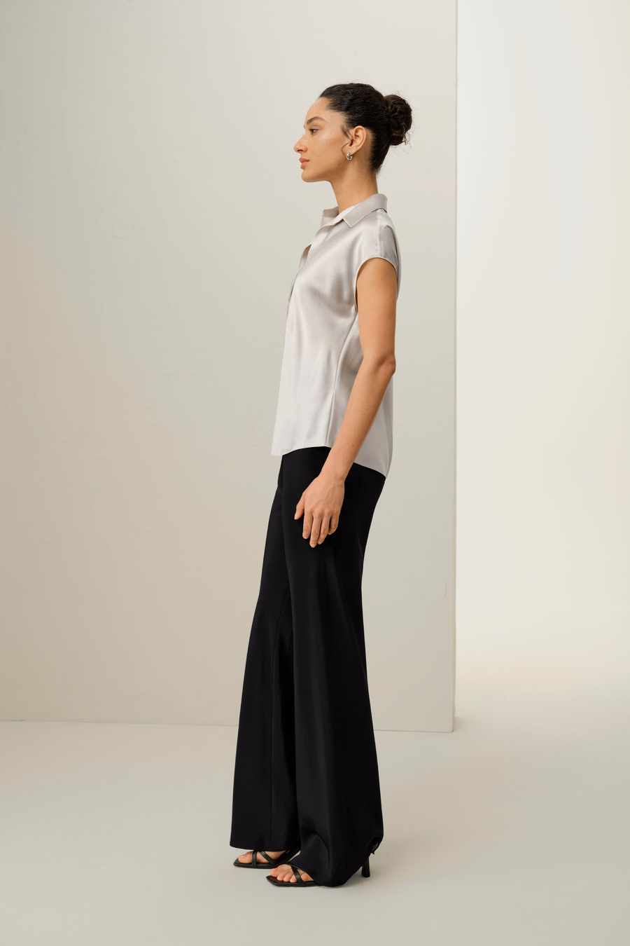 Bias Cut Cap-Mouw Zijde Shirt