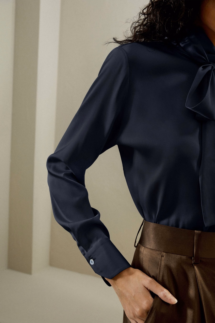 Zijde Turtleneck Riem Blouse
