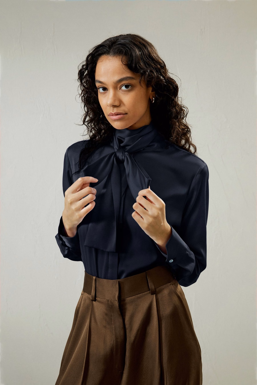 Zijde Turtleneck Riem Blouse