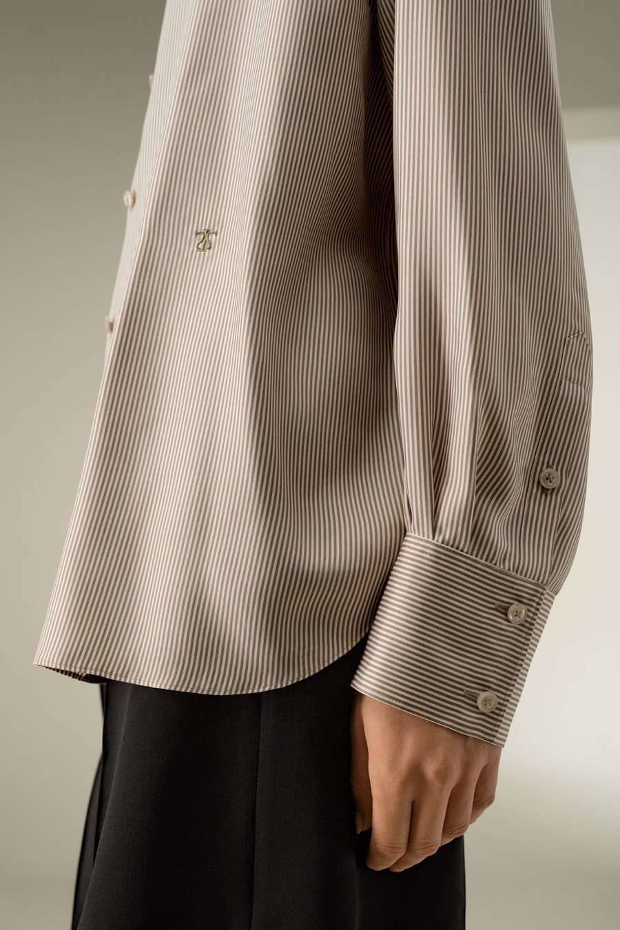 Gestreepte Oversized Zijde Shirt