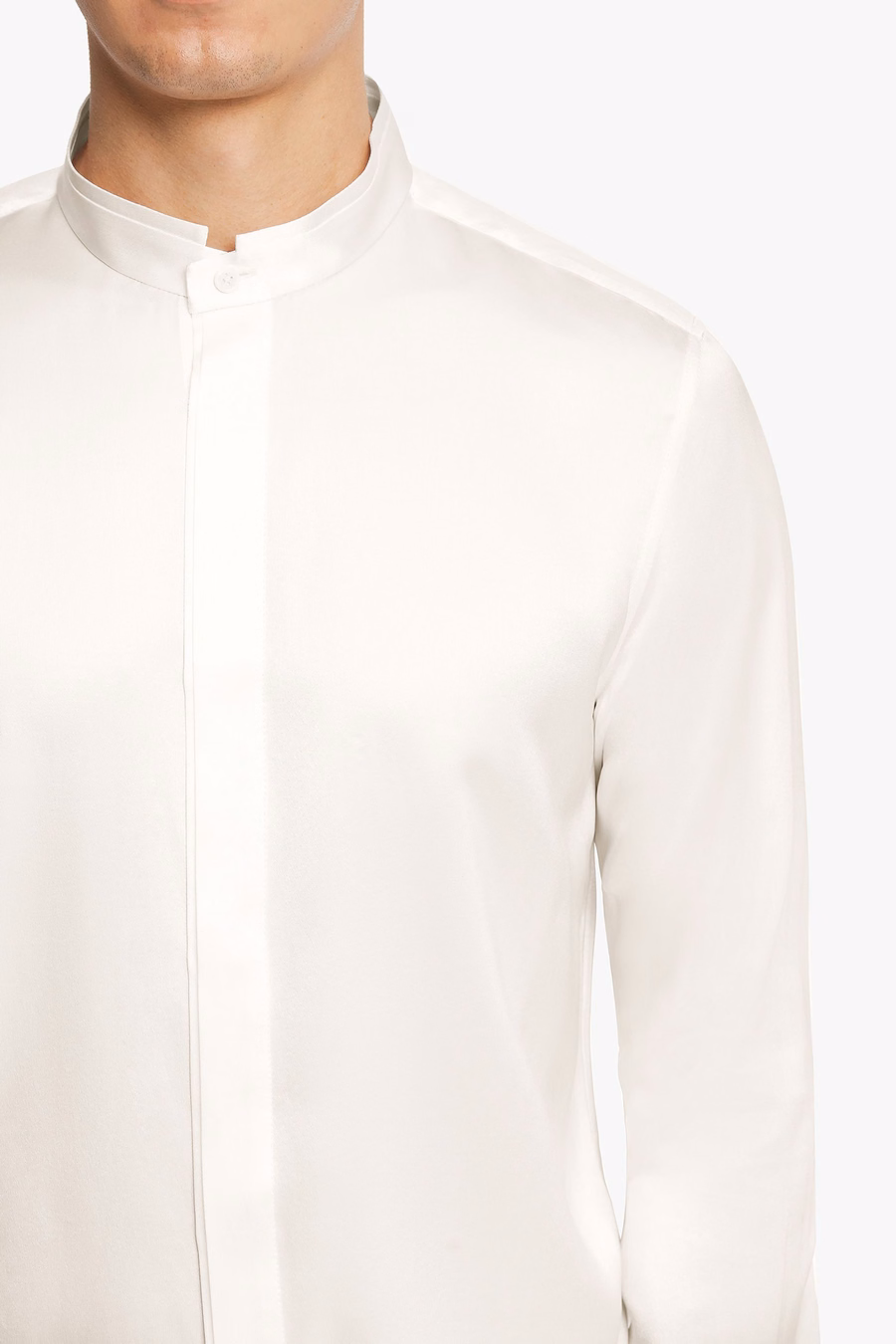 Classic Verborgen Knop Placket Zijden Mannen Shirt