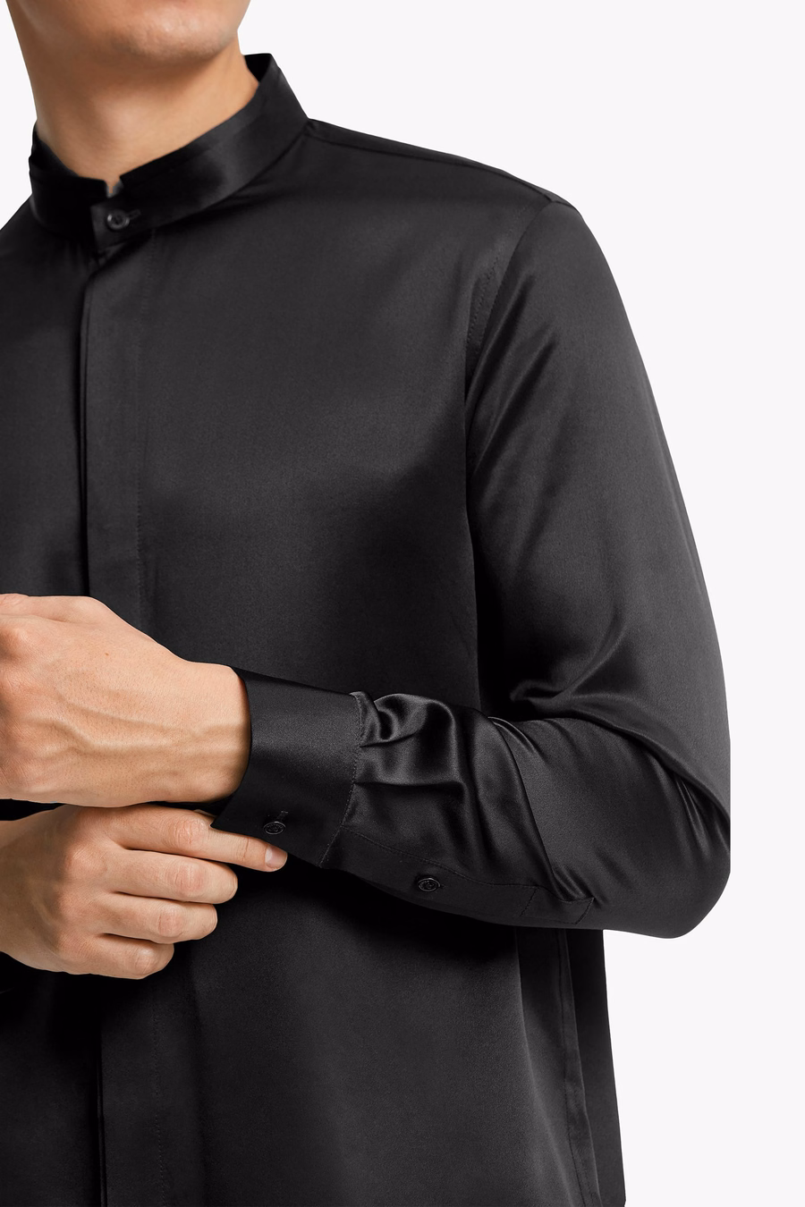 Classic Verborgen Knop Placket Zijden Mannen Shirt