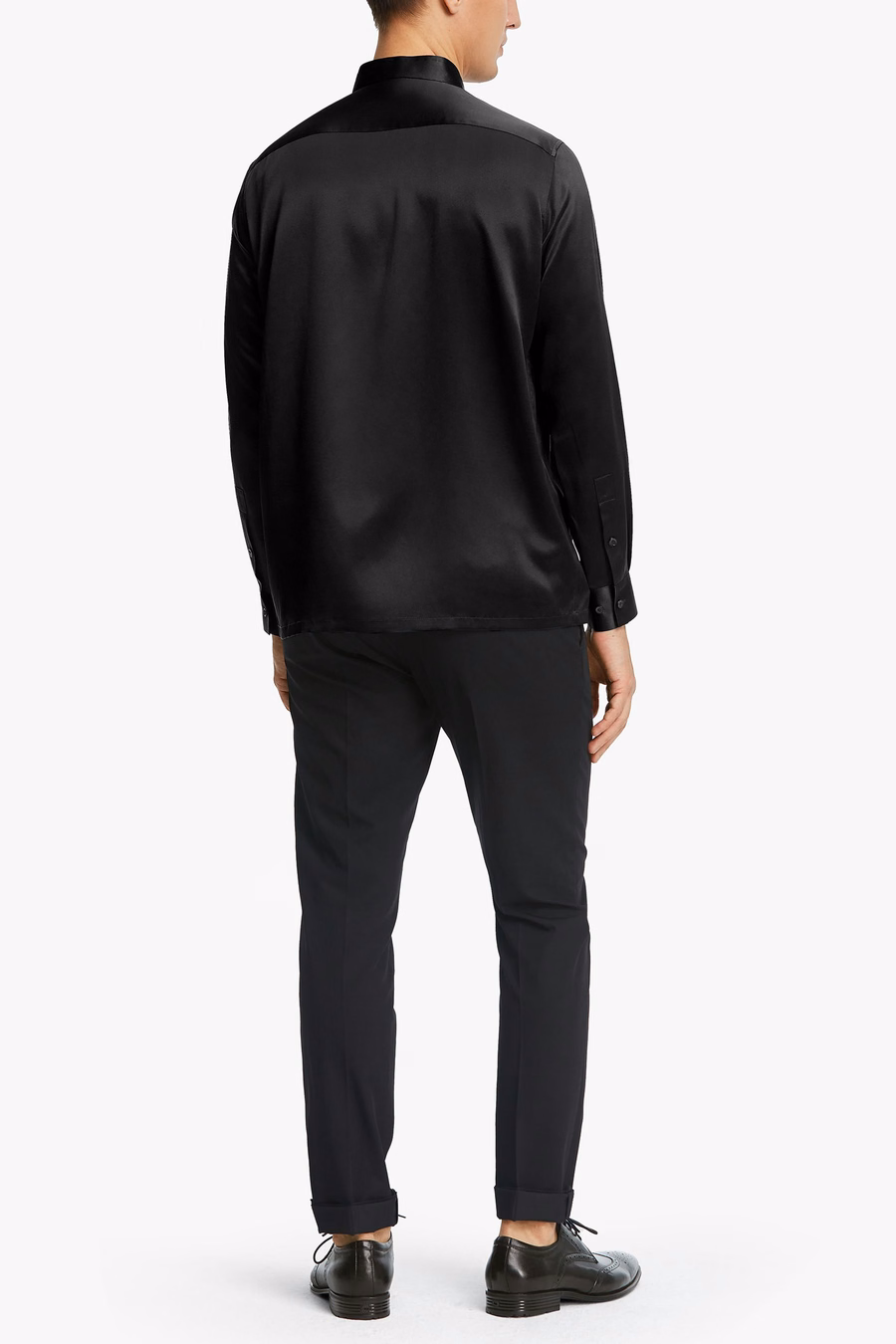Classic Verborgen Knop Placket Zijden Mannen Shirt