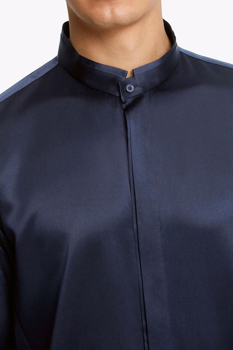 Classic Verborgen Knop Placket Zijden Mannen Shirt