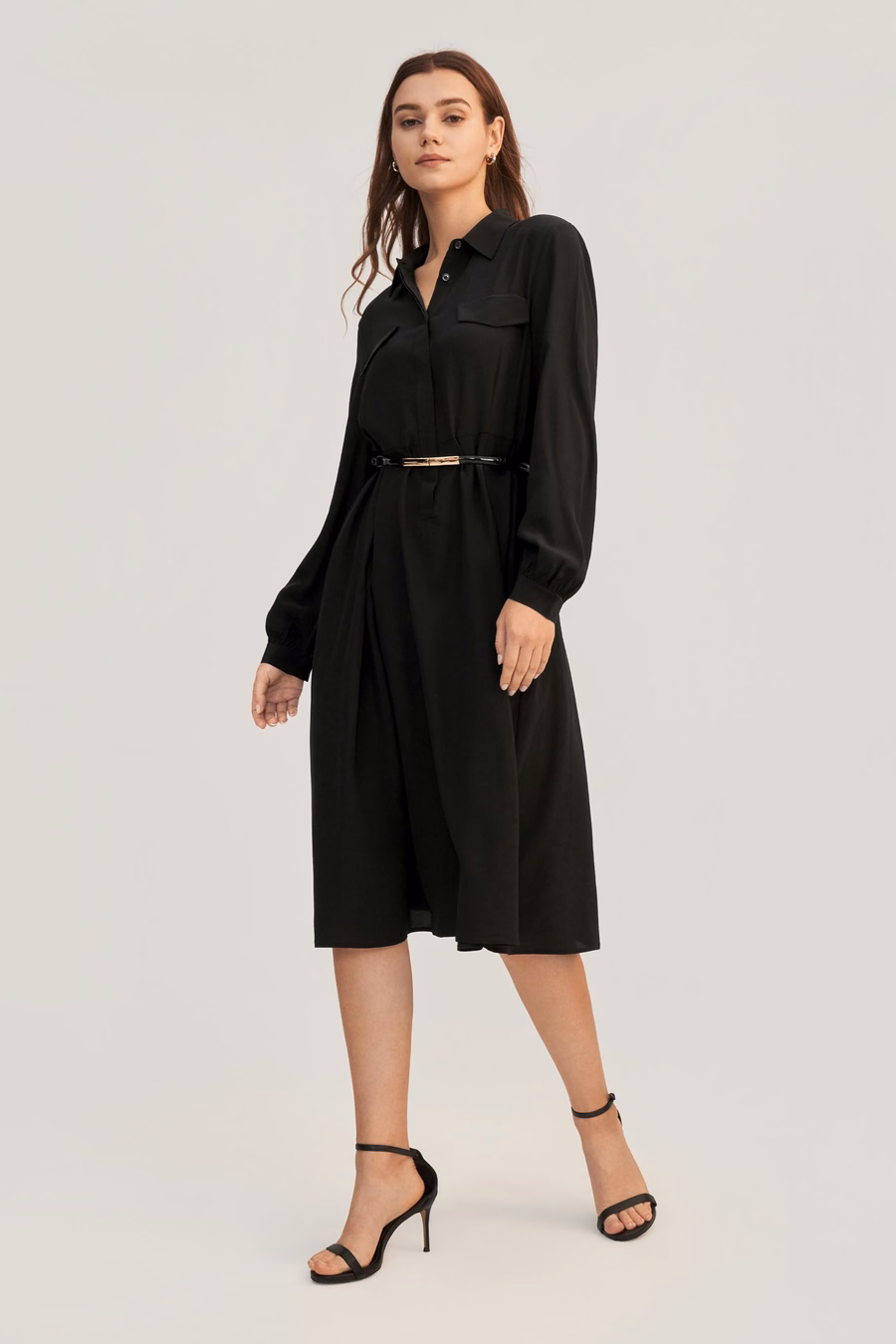 Women's Long Sleeve Retro Graceful Silk Dress