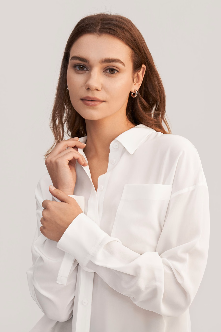 Drop Schouders Oversized Zijde Shirt