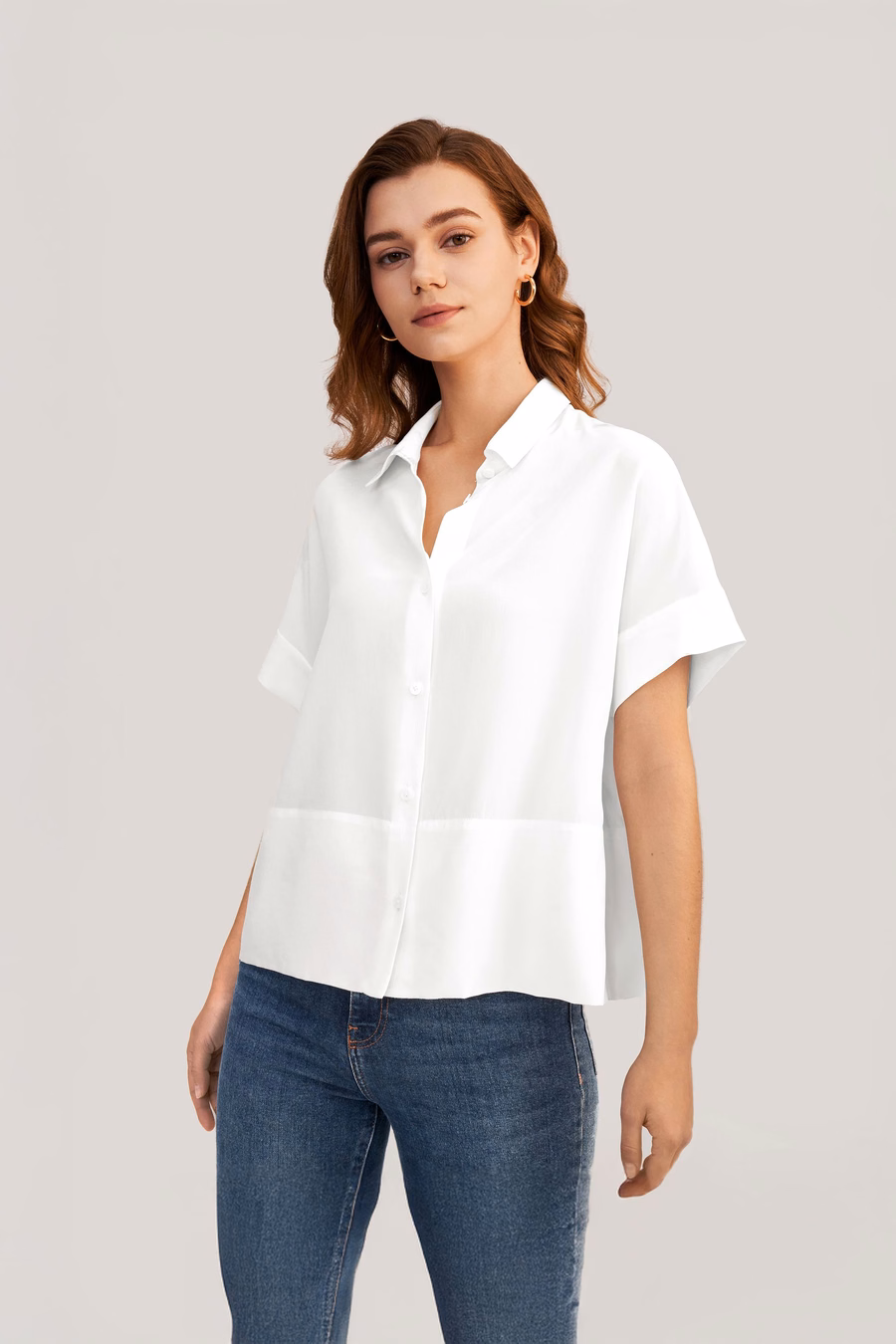 Casual Kort Mouwloos Losse Zijden T-shirt