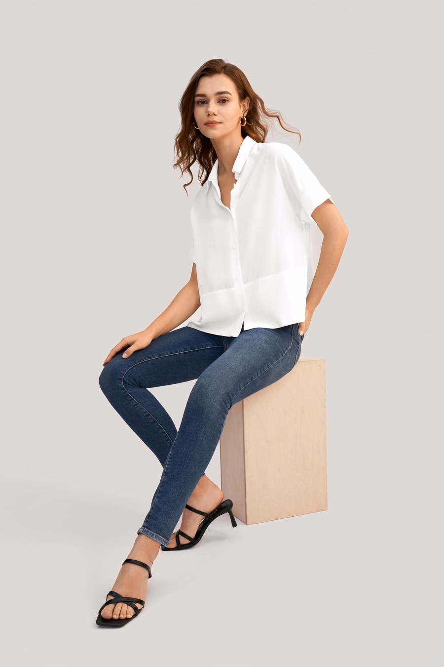 Casual Kort Mouwloos Losse Zijden T-shirt