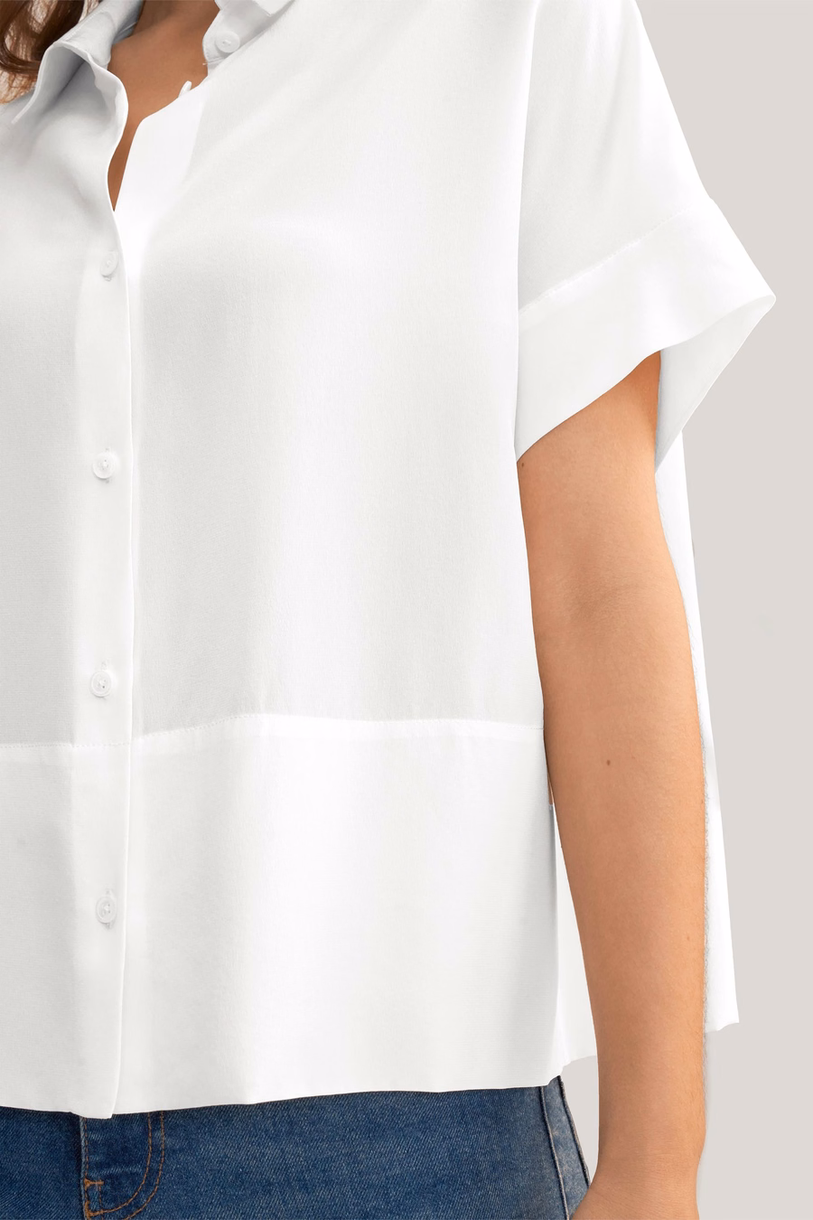 Casual Kort Mouwloos Losse Zijden T-shirt