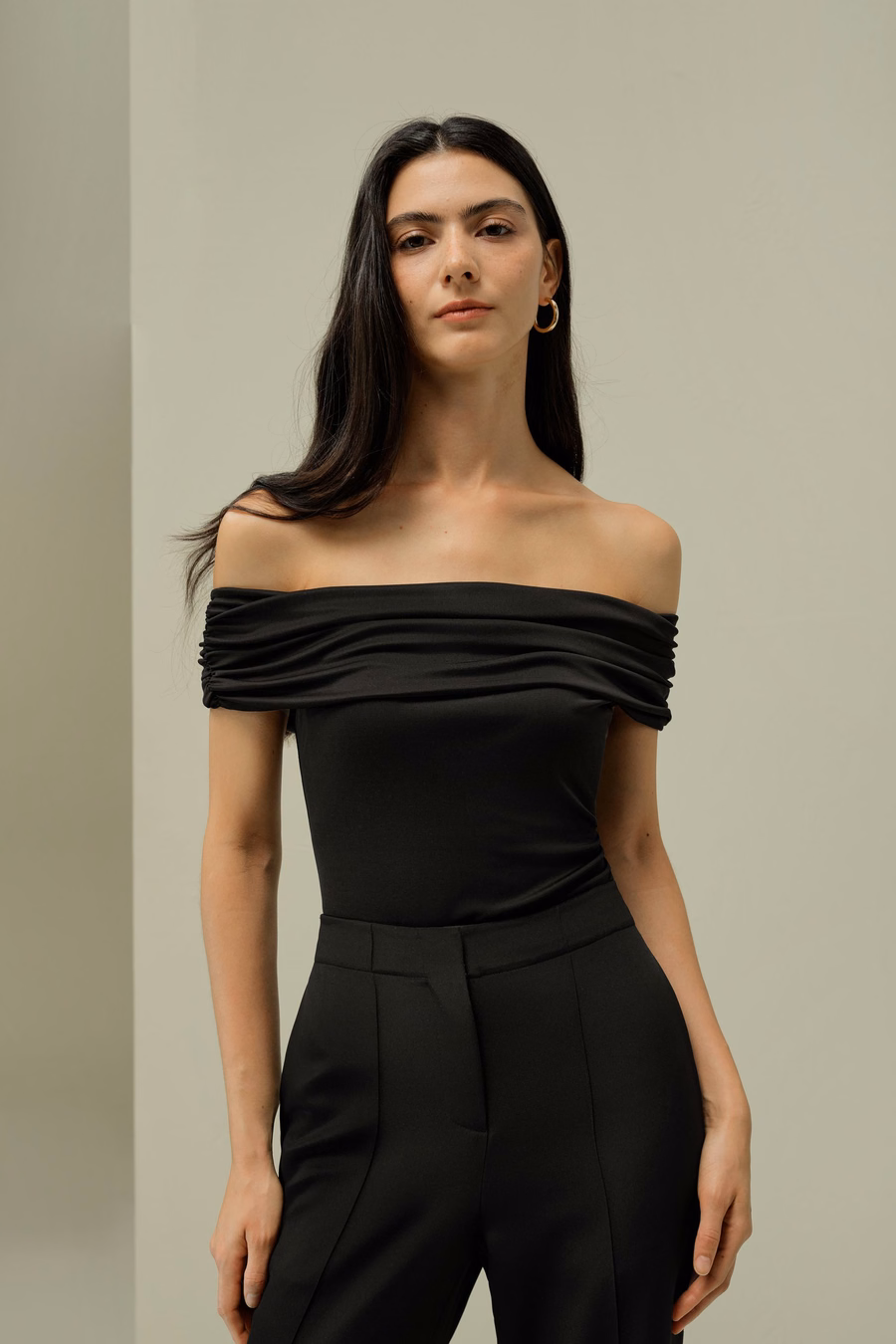 Silk Jersey Off-Shoulder Slim Top