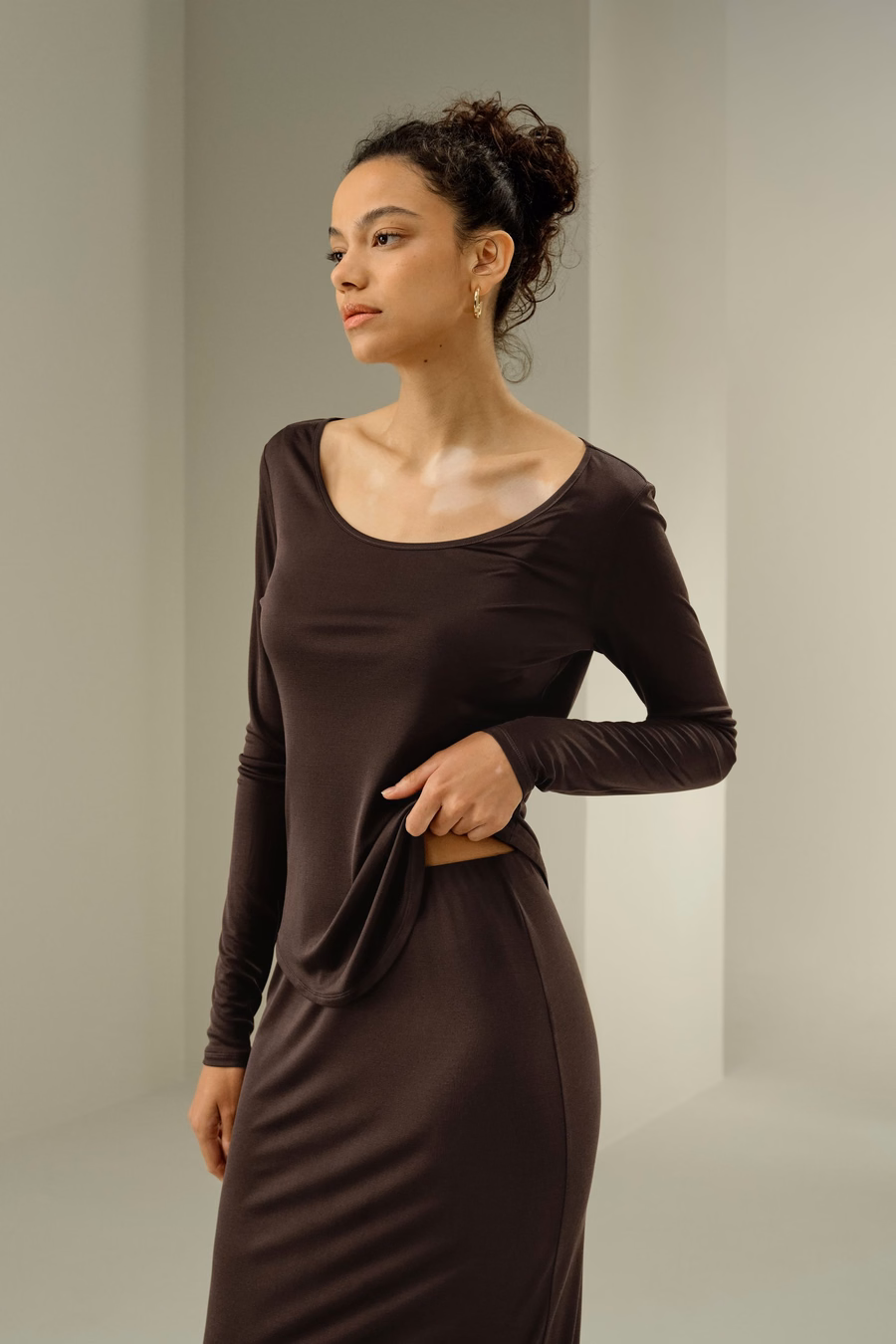 Scoop-Neck Pure Zijde Slim Fit Top