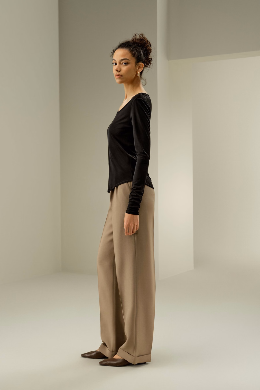 Scoop-Neck Pure Zijde Slim Fit Top