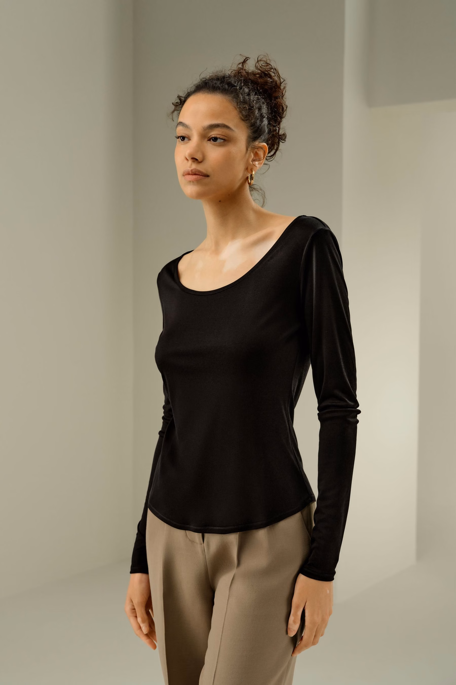 Scoop-Neck Pure Zijde Slim Fit Top