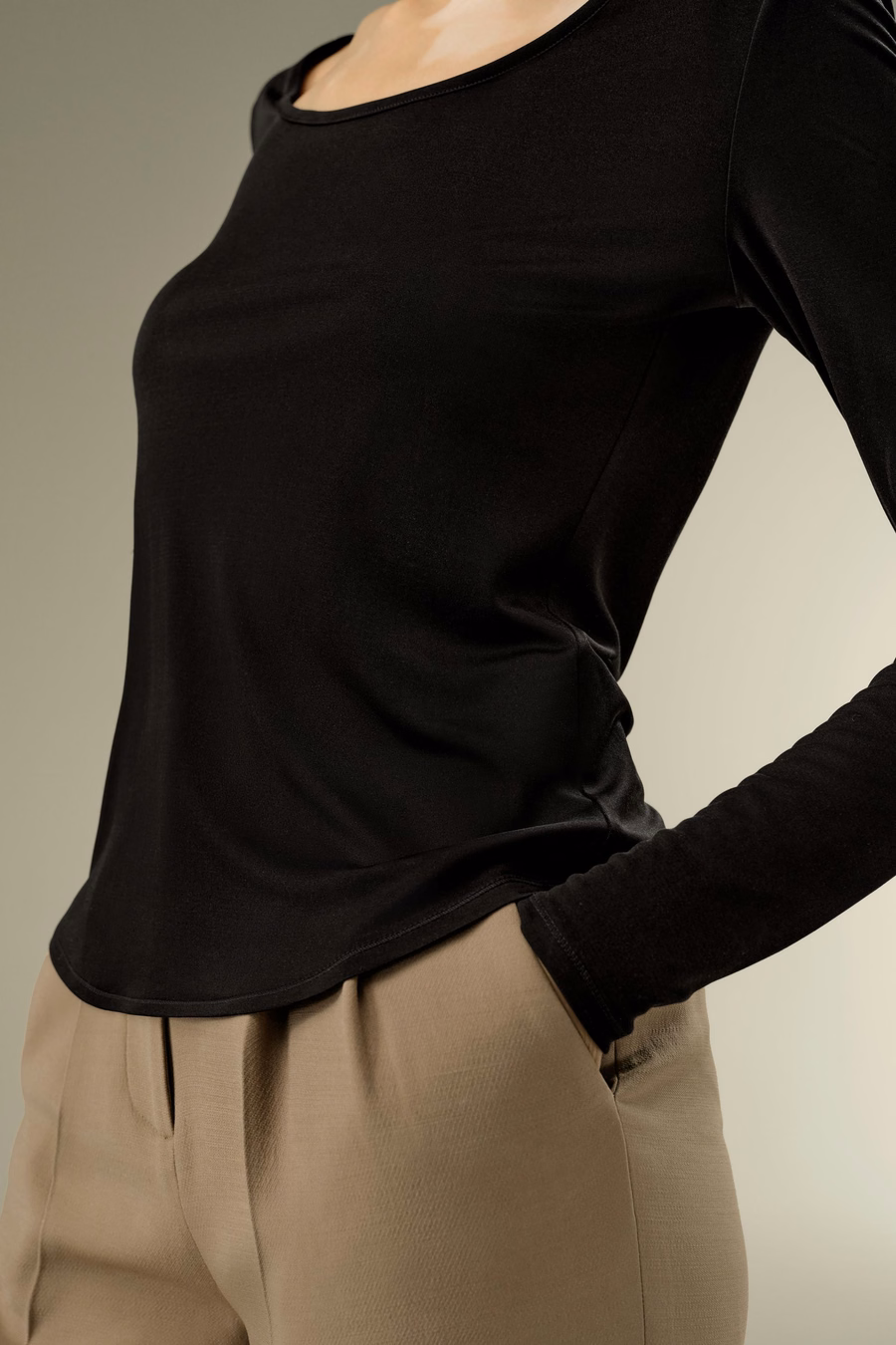 Scoop-Neck Pure Zijde Slim Fit Top