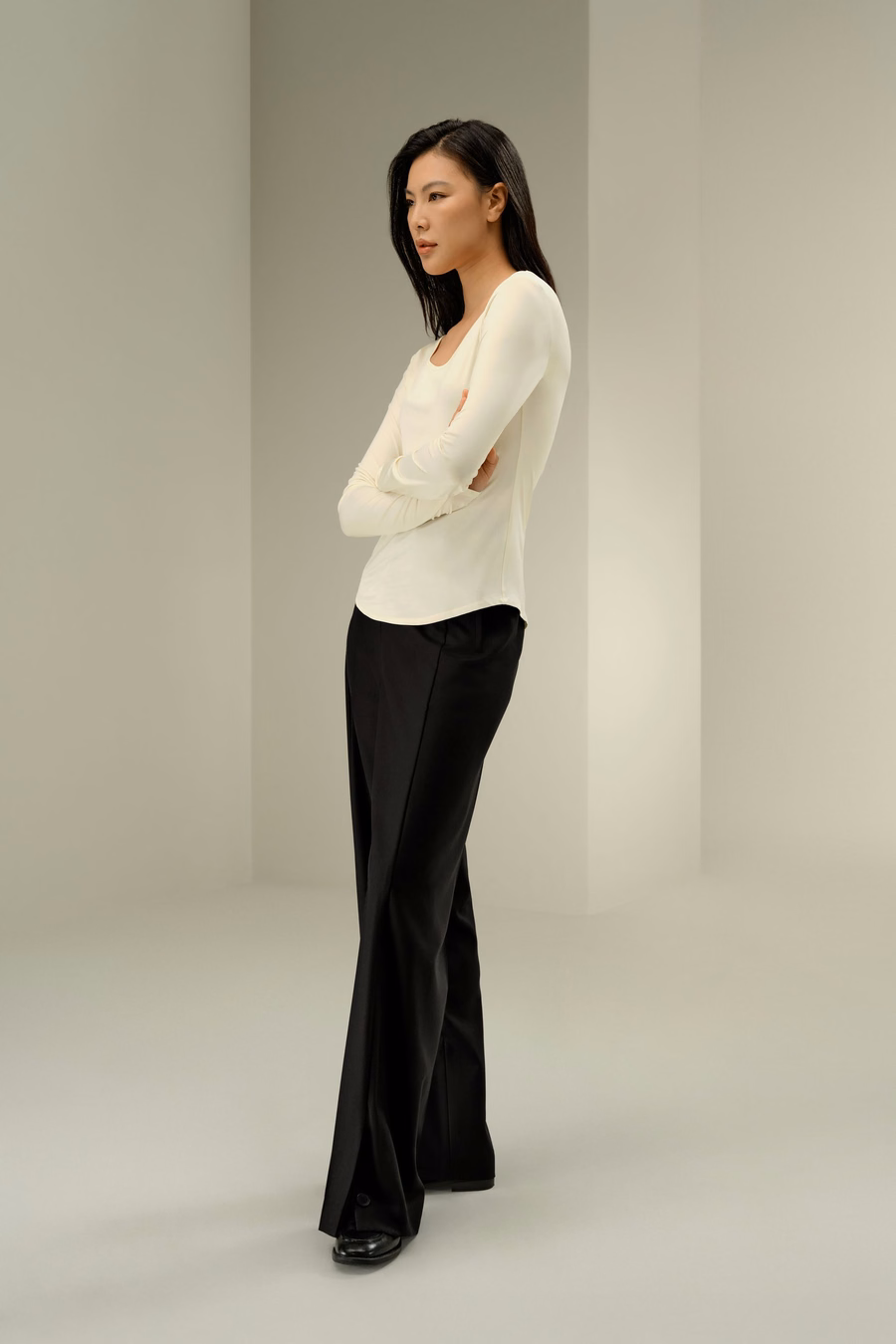Scoop-Neck Pure Zijde Slim Fit Top
