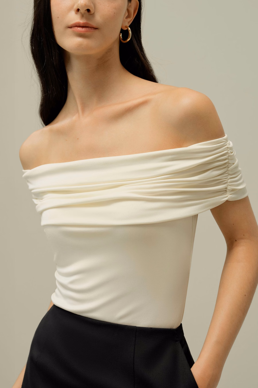 Silk Jersey Off-Shoulder Slim Top