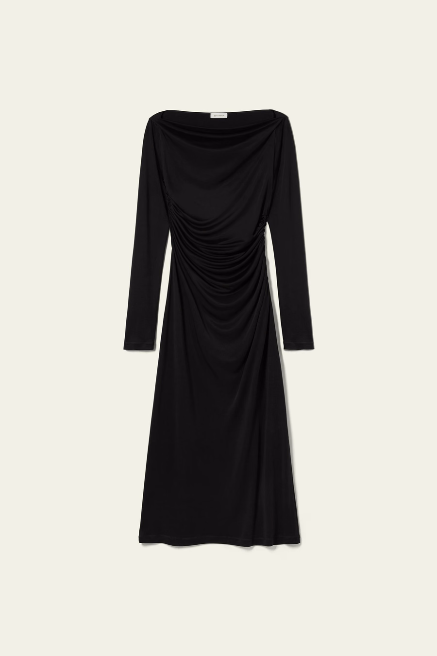 Elegante Zijden Jersey Geplooide Midi Jurk