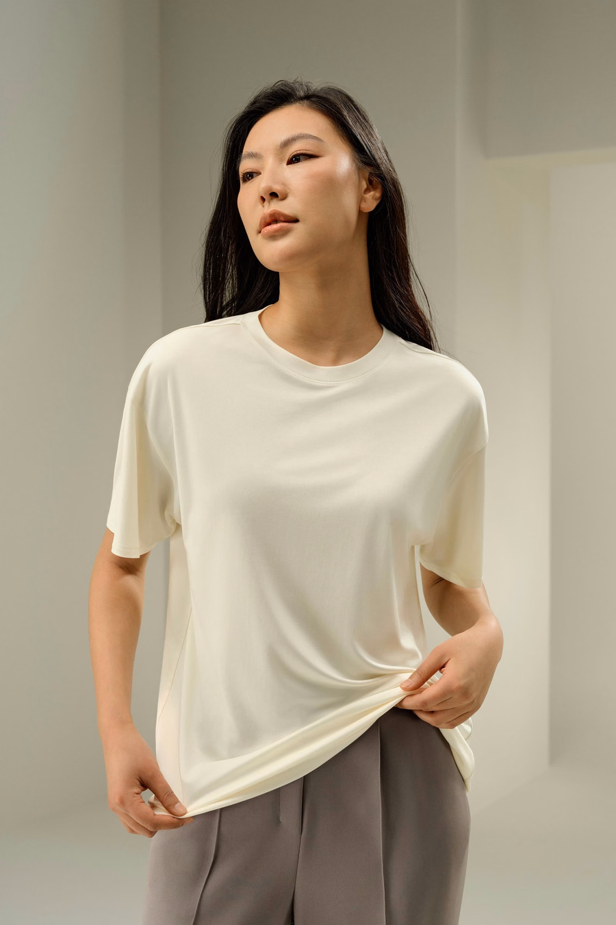 Oversized Zijde Jersey T-shirt
