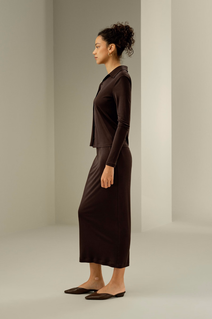 Basis Slim Zijde Jersey Shirt