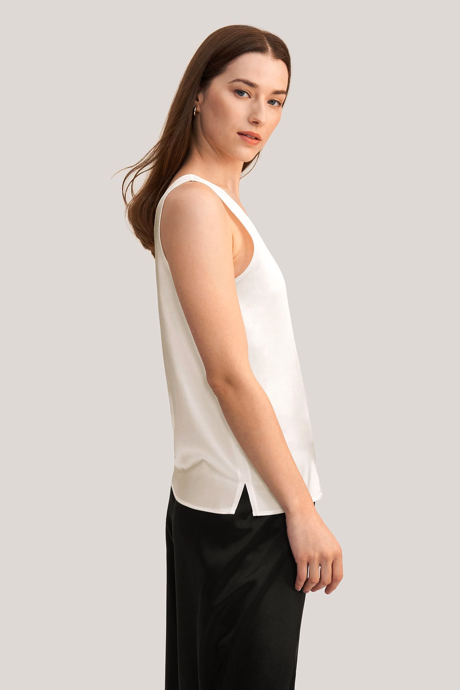 V-hals mouwloze zijde tanktop