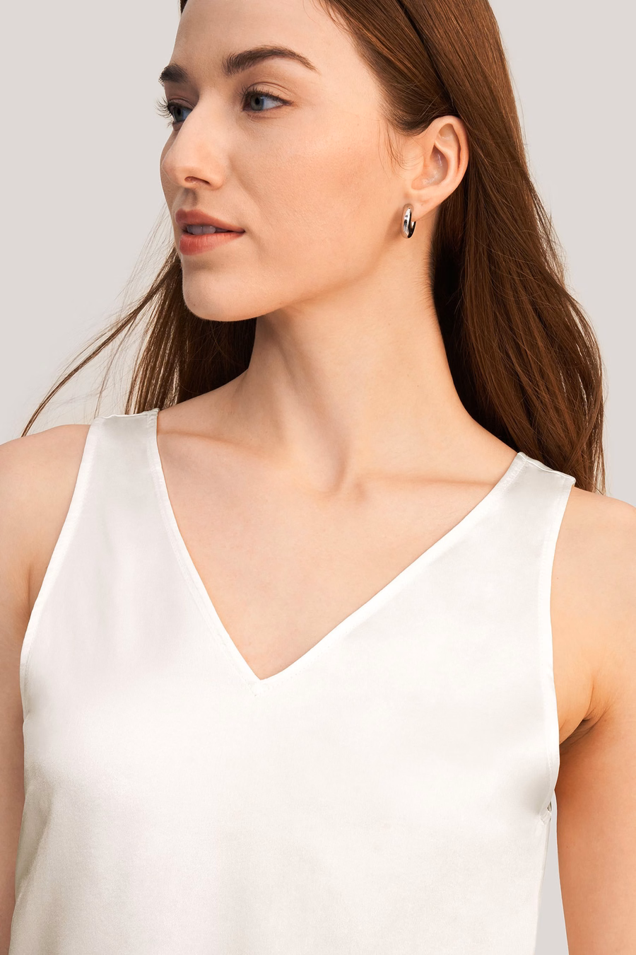 V-hals mouwloze zijde tanktop