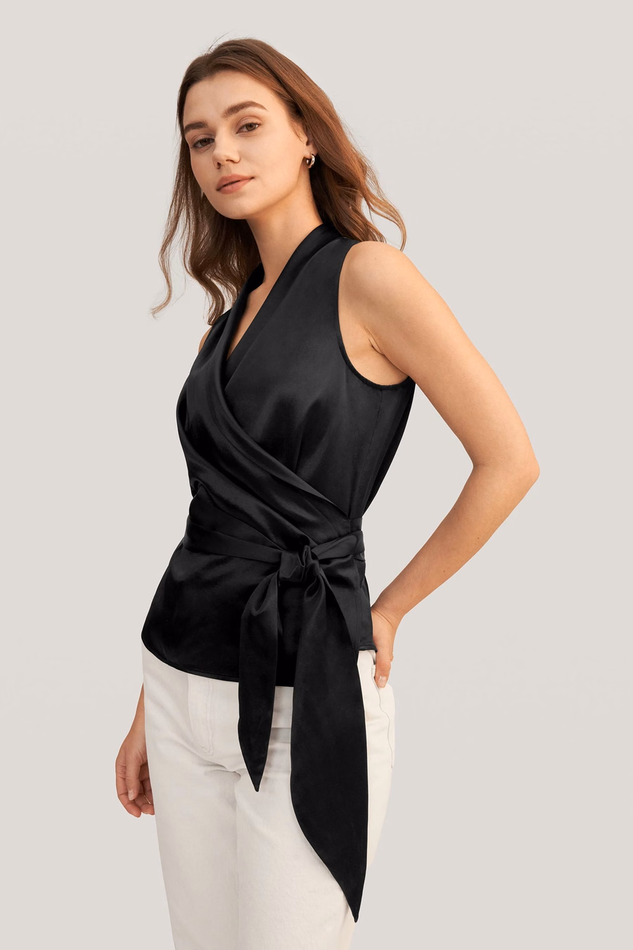 Vrouwen Elegante Zijde Wikkel Blouse