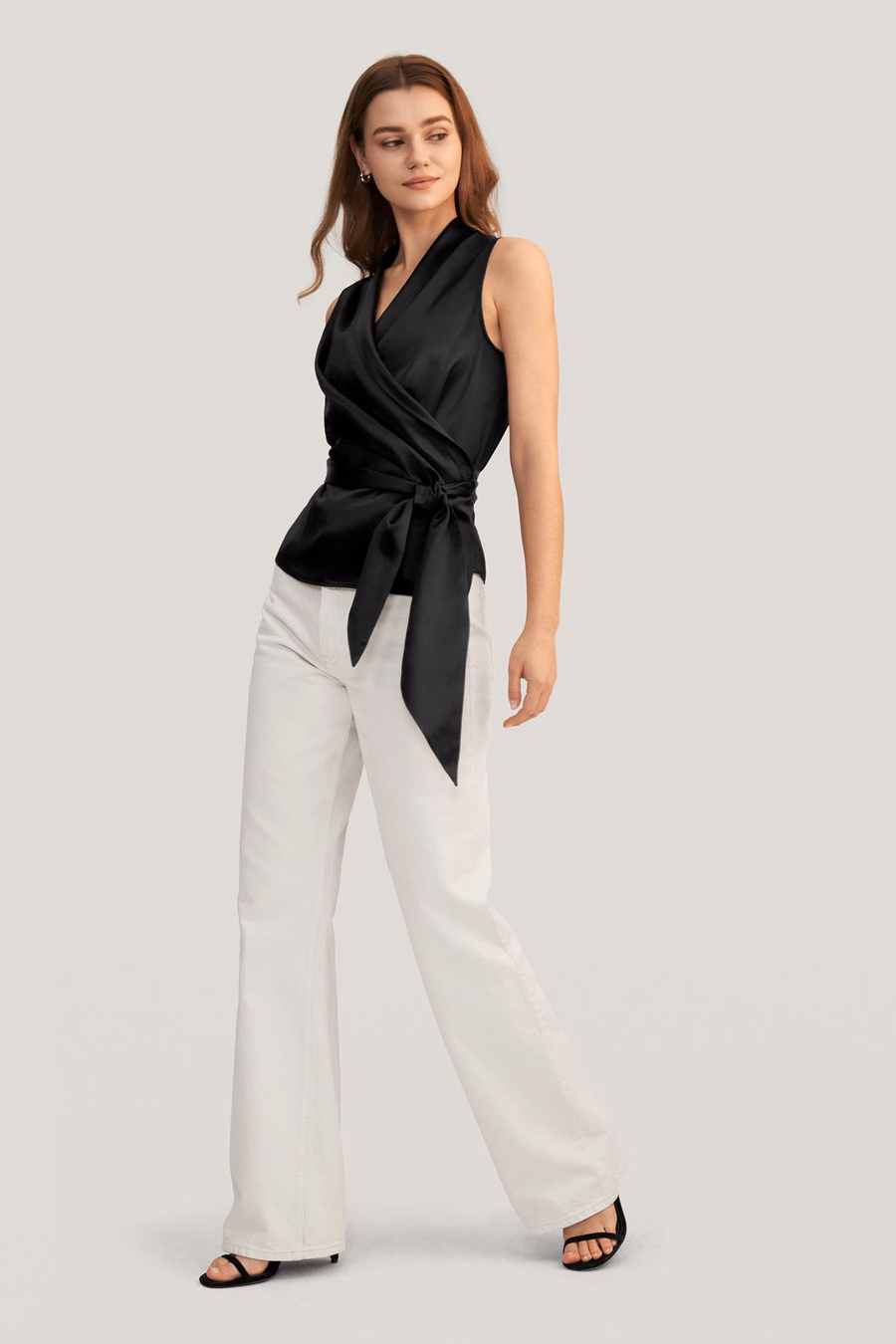 Vrouwen Elegante Zijde Wikkel Blouse