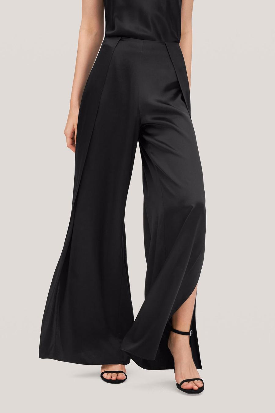 Hoog-Waisted Zijde Ginkgo Broek
