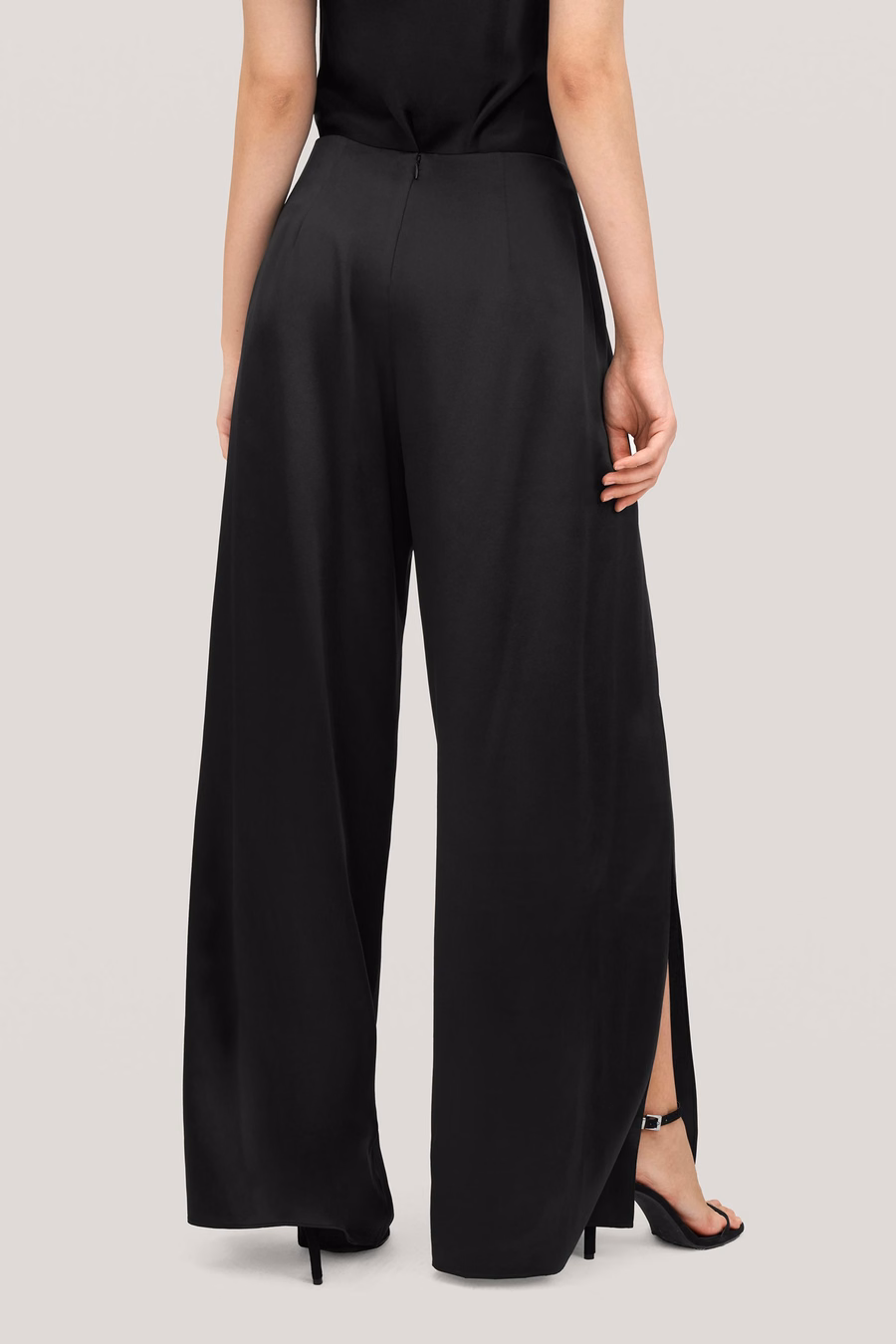 Hoog-Waisted Zijde Ginkgo Broek
